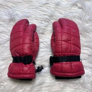 SWANY Red Quilted Mittens with Black Cuffs